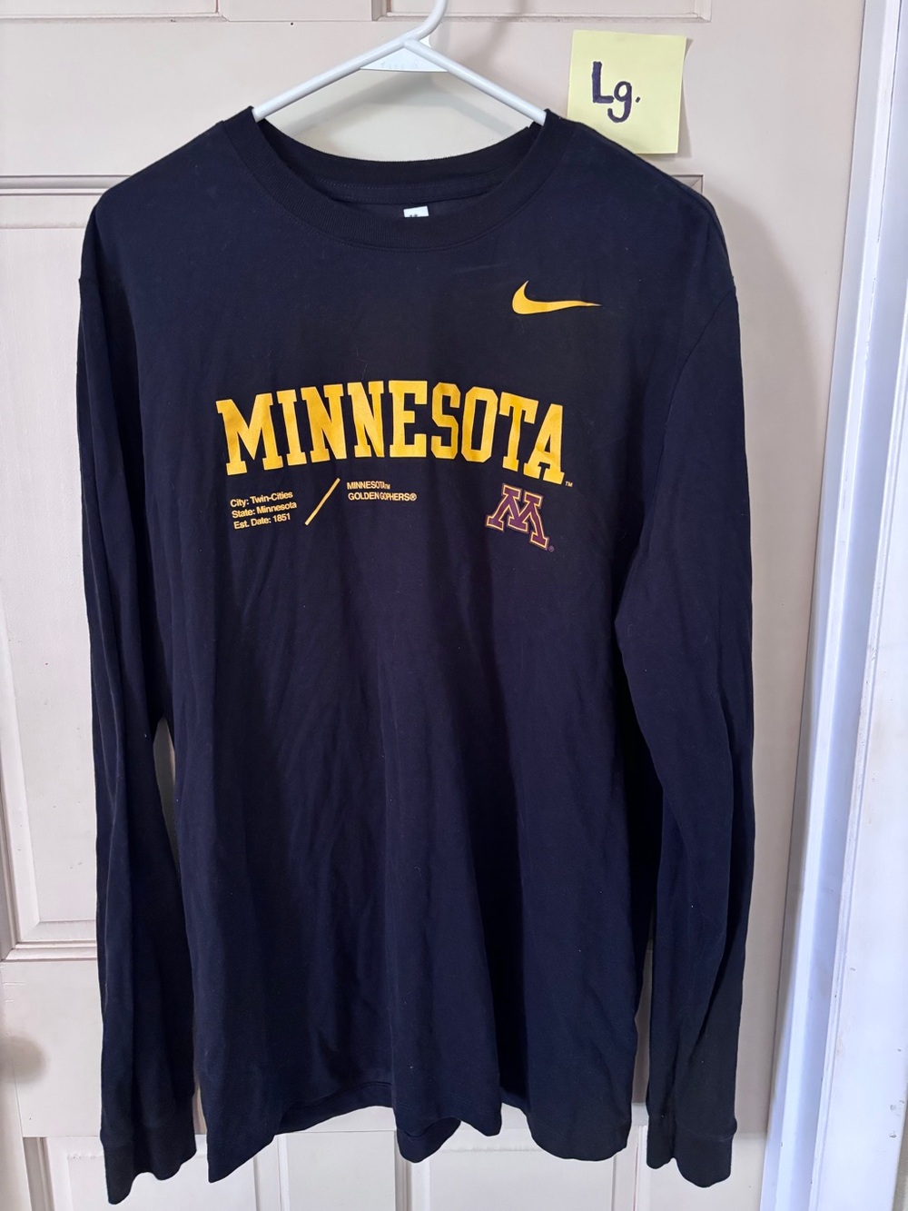 Nike Minnesota Golden Gophers Black Dri-FIT Cotton Long Sleeve T-Shirt